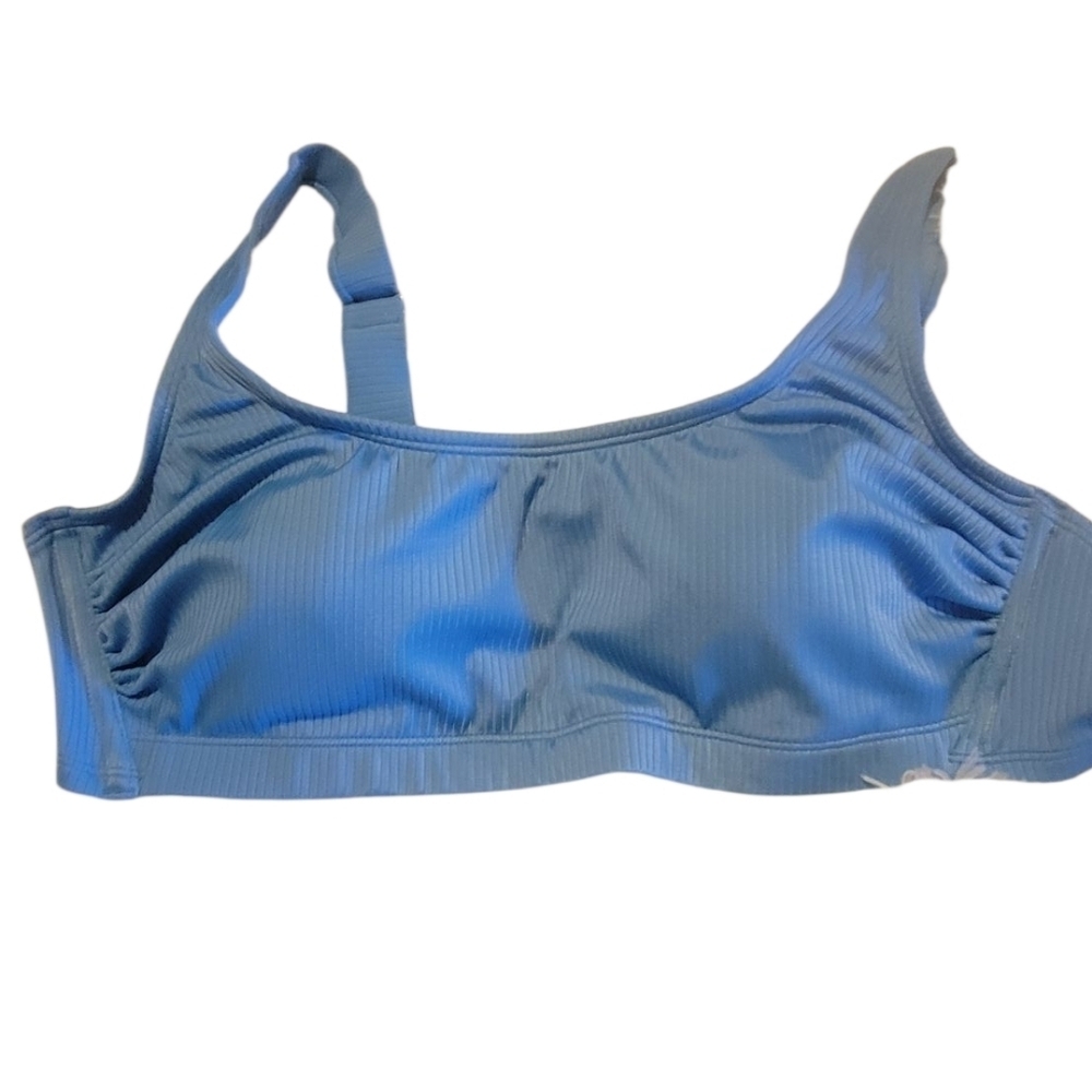 Wild Fable Ribbed Blue Bikini Top Size 14